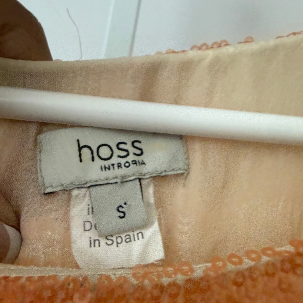 Hoss Intropia‎ S Ivory Orange Sequin Silk Shift Dress Deco Quirky Retro Twee - Picture 4 of 7
